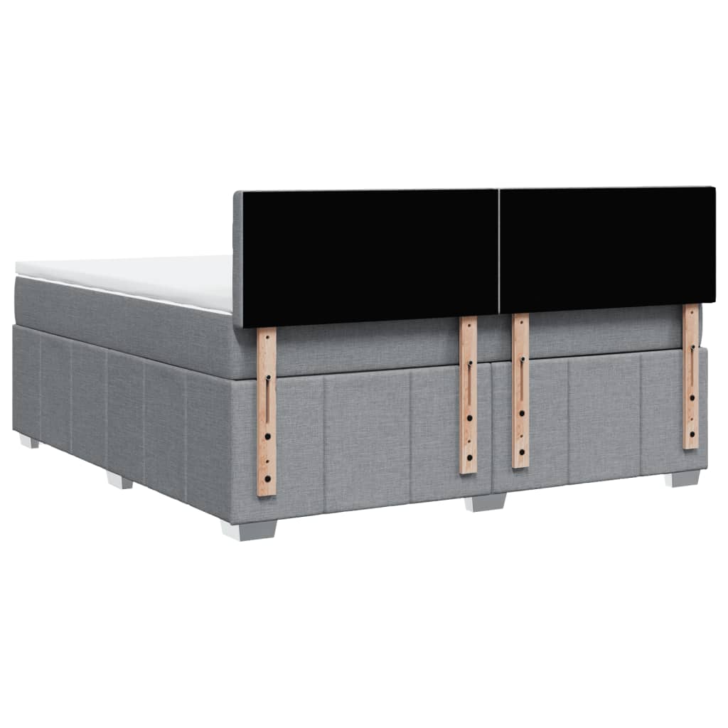 vidaXL Κρεβάτι Boxspring με Στρώμα Ανοιχτό Γκρι 180x200 εκ. Υφασμάτινο