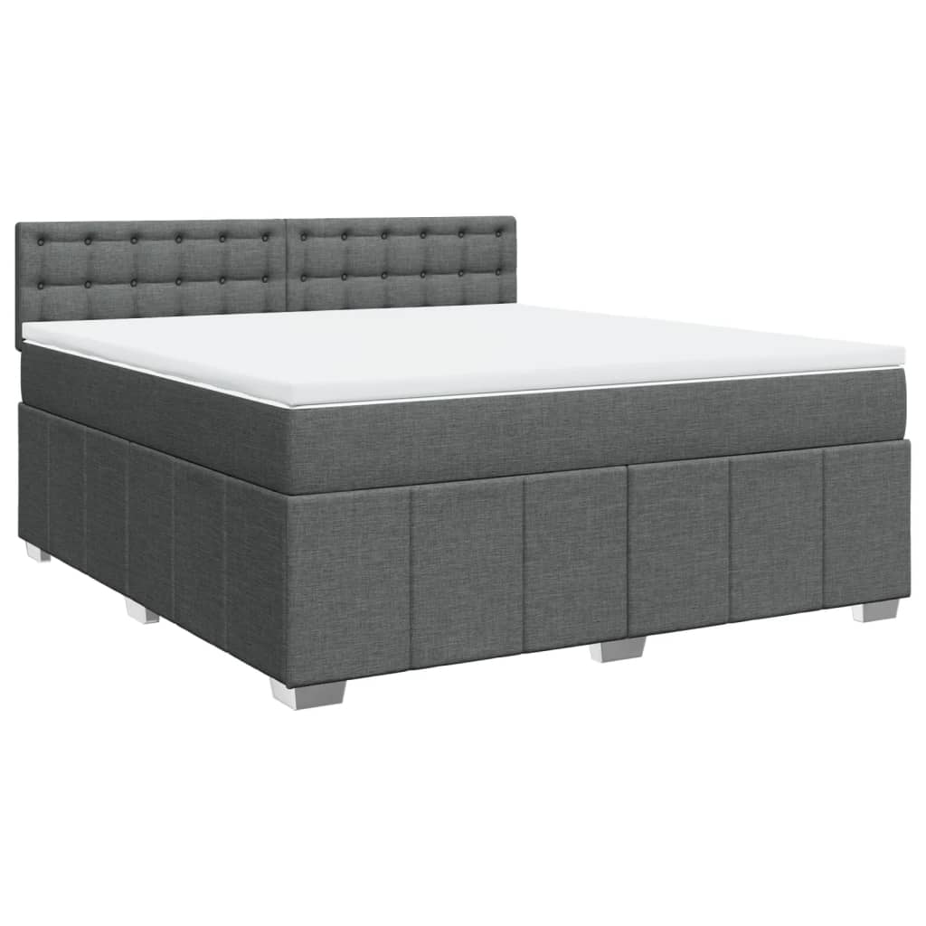 vidaXL Κρεβάτι Boxspring με Στρώμα Σκούρο Γκρι 180x200 εκ Υφασμάτιν