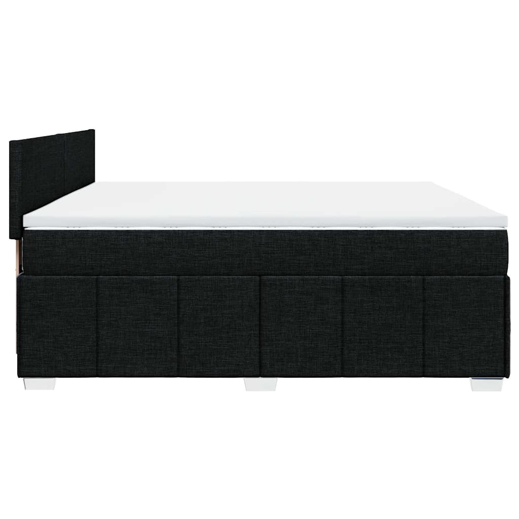 vidaXL Κρεβάτι Boxspring με Στρώμα Μαύρο 200x200 εκ. Υφασμάτινο