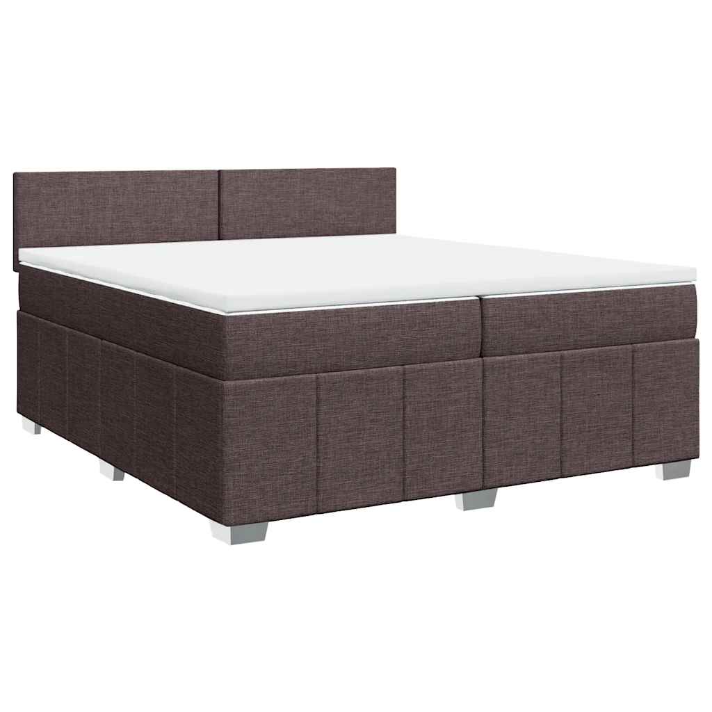 vidaXL Κρεβάτι Boxspring με Στρώμα Σκούρο Καφέ 200x200 εκ. Υφασμάτινο