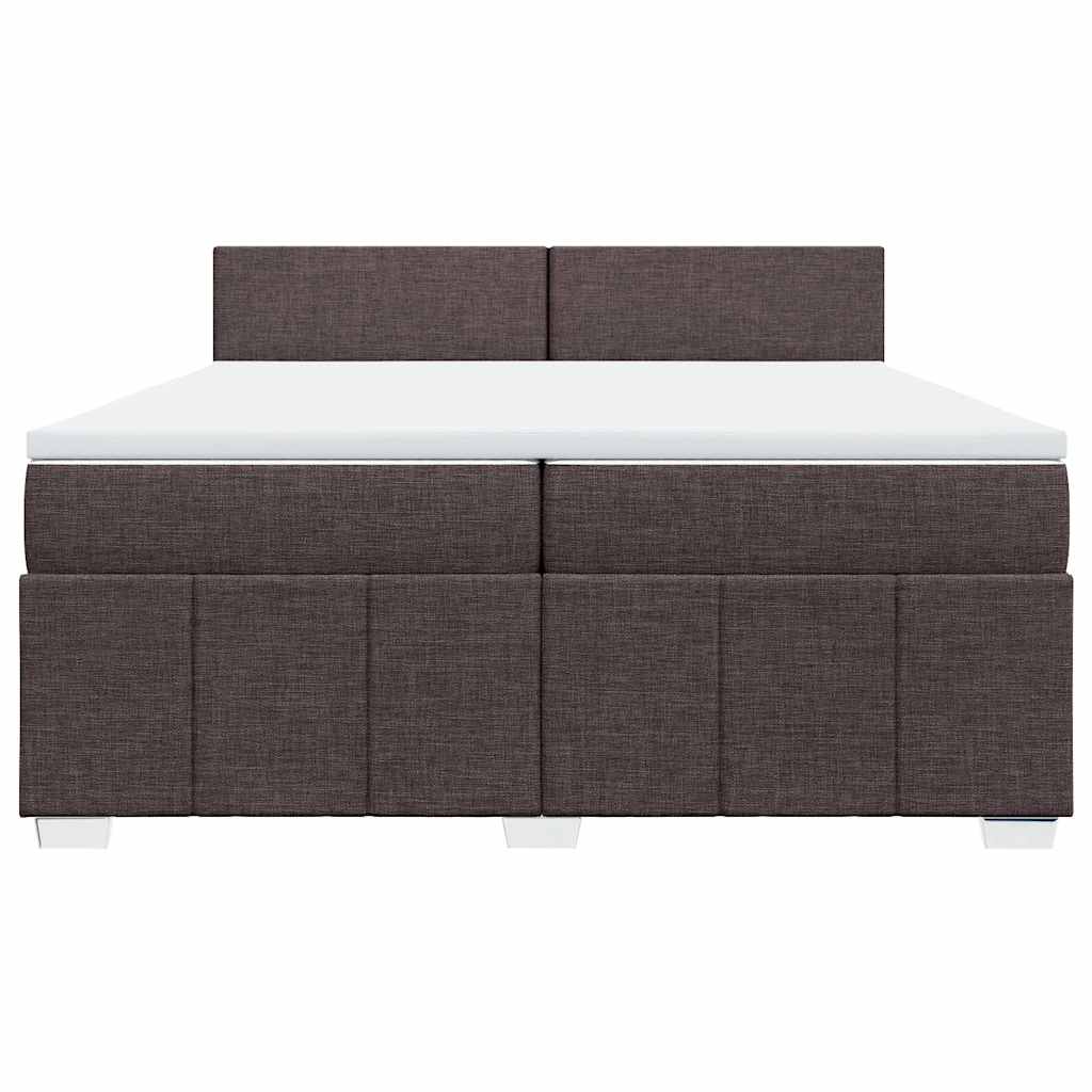 vidaXL Κρεβάτι Boxspring με Στρώμα Σκούρο Καφέ 200x200 εκ. Υφασμάτινο