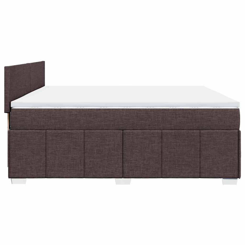 vidaXL Κρεβάτι Boxspring με Στρώμα Σκούρο Καφέ 200x200 εκ. Υφασμάτινο
