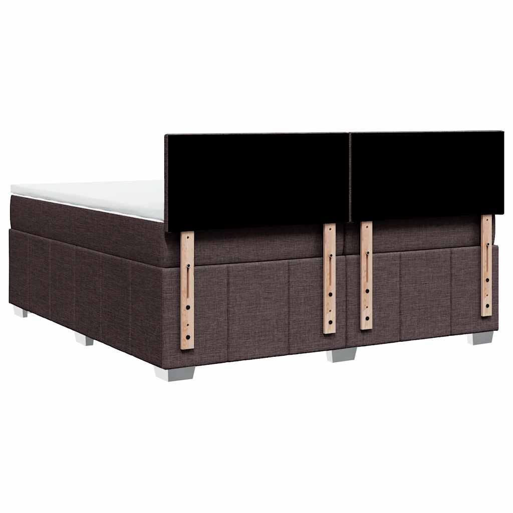 vidaXL Κρεβάτι Boxspring με Στρώμα Σκούρο Καφέ 200x200 εκ. Υφασμάτινο