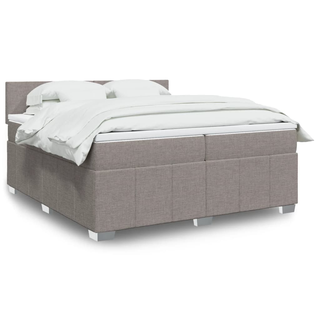 vidaXL Κρεβάτι Boxspring με Στρώμα Taupe 200x200 εκ. Υφασμάτινο