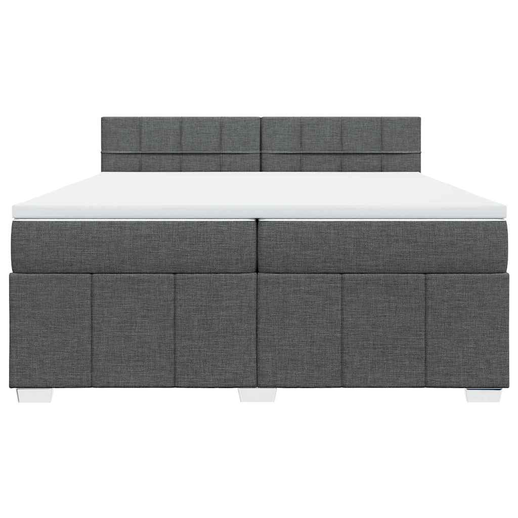 vidaXL Κρεβάτι Boxspring με Στρώμα Σκούρο Γκρι 200x200 εκ. Υφασμάτινο