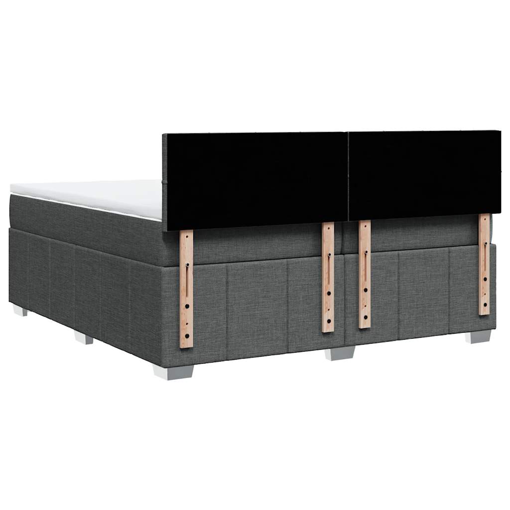 vidaXL Κρεβάτι Boxspring με Στρώμα Σκούρο Γκρι 200x200 εκ. Υφασμάτινο
