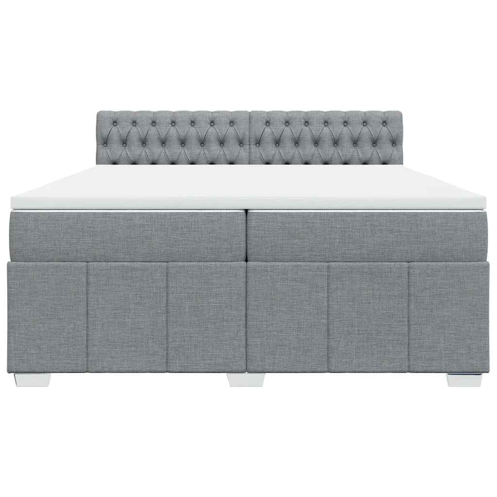 vidaXL Κρεβάτι Boxspring με Στρώμα Ανοιχτό Γκρι 200x200 εκ. Υφασμάτινο