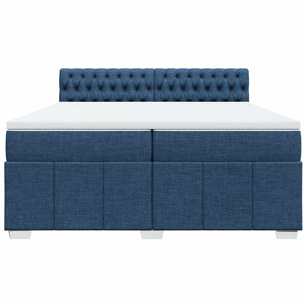 vidaXL Κρεβάτι Boxspring με Στρώμα Μπλε 200x200 εκ. Υφασμάτινο