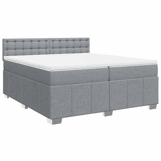 vidaXL Κρεβάτι Boxspring με Στρώμα Ανοιχτό Γκρι 200x200 εκ. Υφασμάτινο