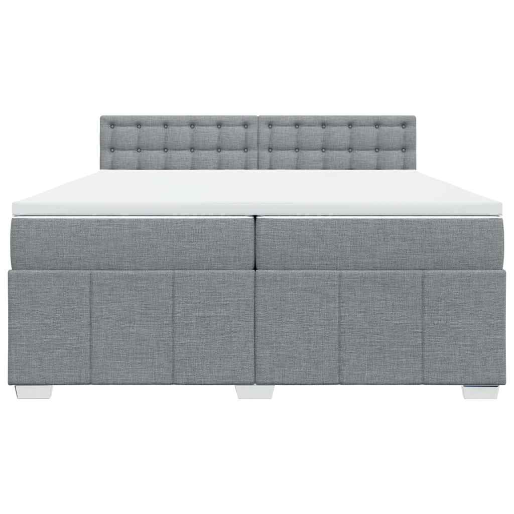 vidaXL Κρεβάτι Boxspring με Στρώμα Ανοιχτό Γκρι 200x200 εκ. Υφασμάτινο