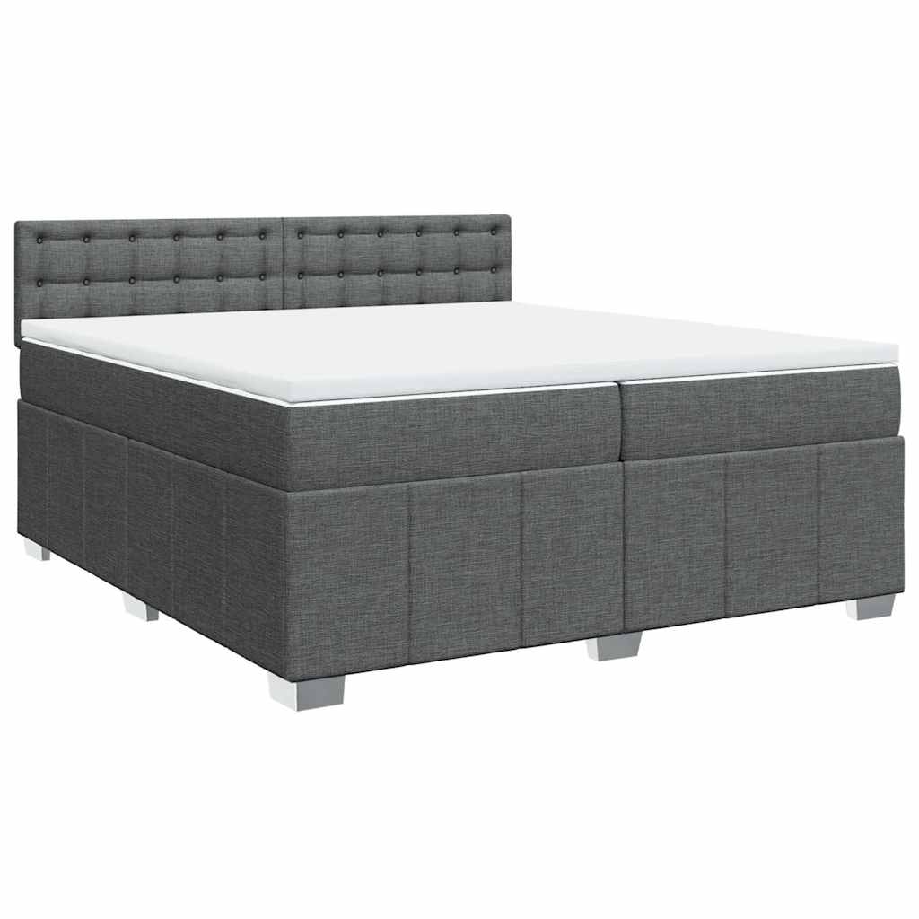 vidaXL Κρεβάτι Boxspring με Στρώμα Σκούρο Γκρι 200x200 εκ. Υφασμάτινο