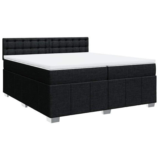 vidaXL Κρεβάτι Boxspring με Στρώμα Μαύρο 200x200 εκ. Υφασμάτινο