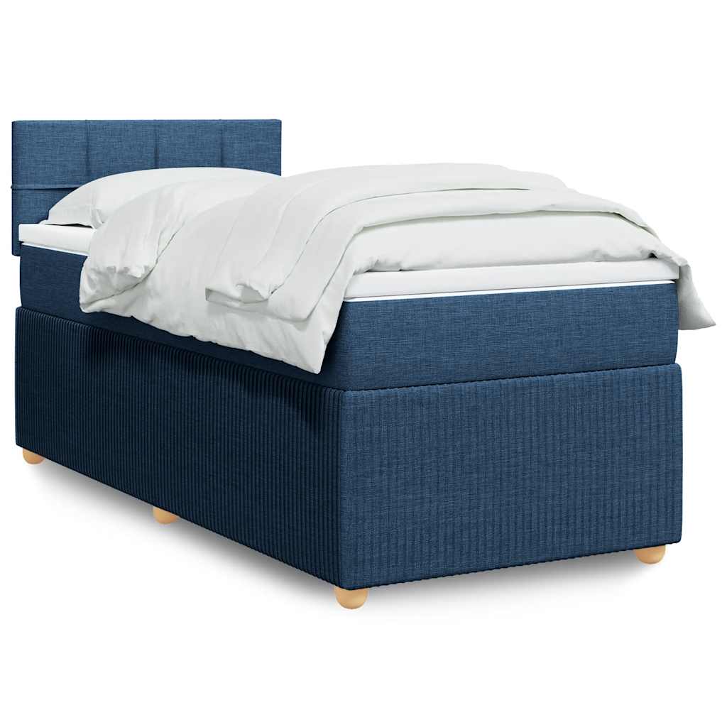 vidaXL Κρεβάτι Boxspring με Στρώμα Μπλε 80x200 εκ. Υφασμάτινο