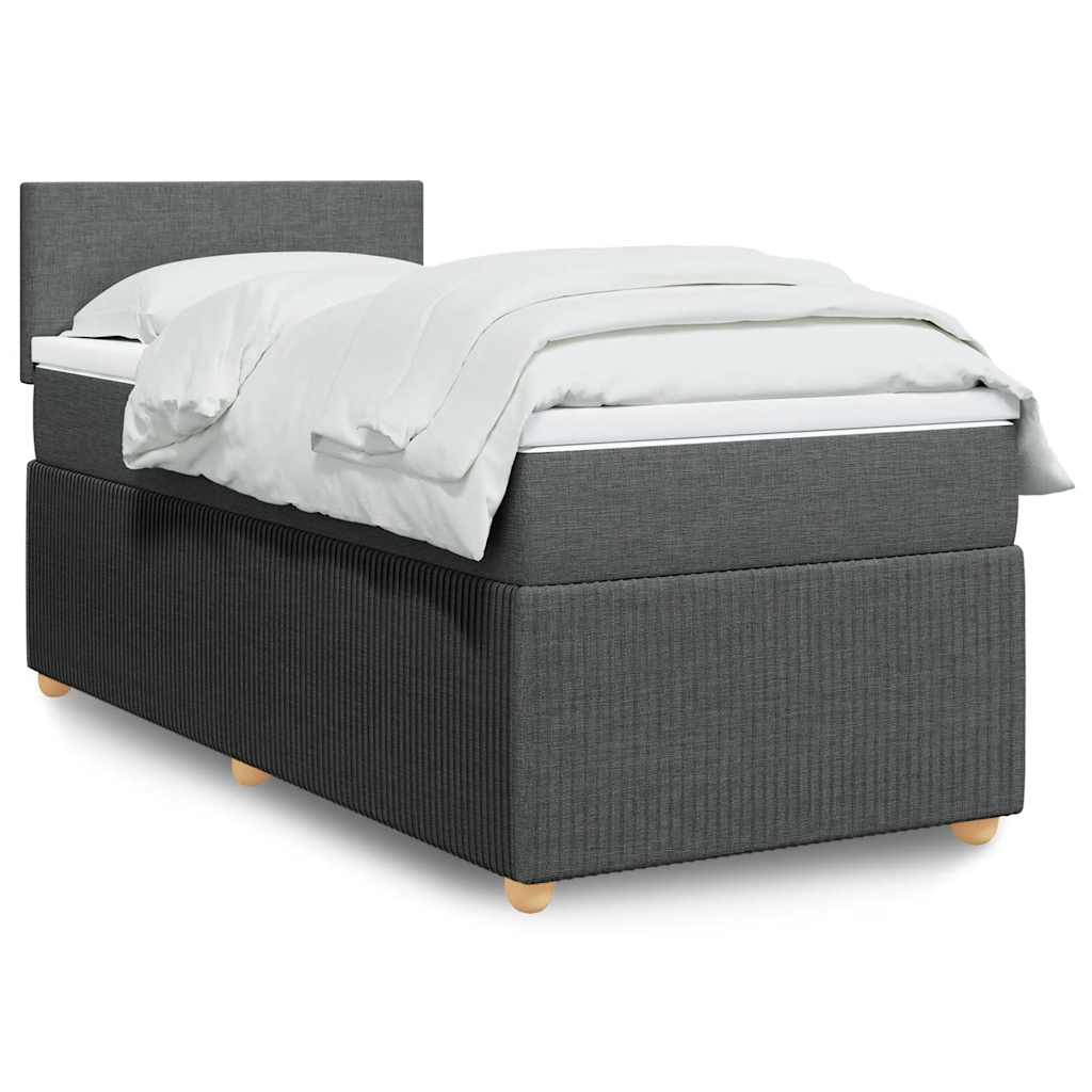 vidaXL Κρεβάτι Boxspring με Στρώμα Σκούρο Γκρι 90x190 εκ. Υφασμάτινο