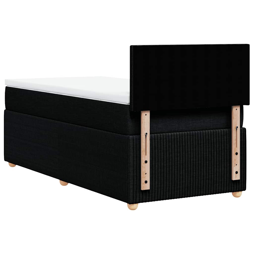vidaXL Κρεβάτι Boxspring με Στρώμα Μαύρο 90x190 εκ.Υφασμάτινο