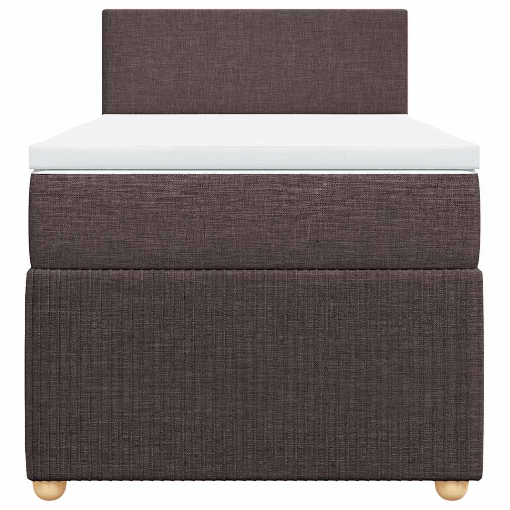 vidaXL Κρεβάτι Boxspring με Στρώμα Σκούρο Καφέ 90x190 εκ. Υφασμάτινο