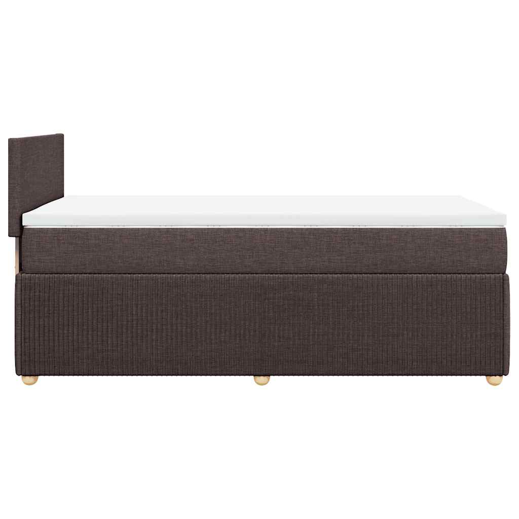 vidaXL Κρεβάτι Boxspring με Στρώμα Σκούρο Καφέ 90x190 εκ. Υφασμάτινο