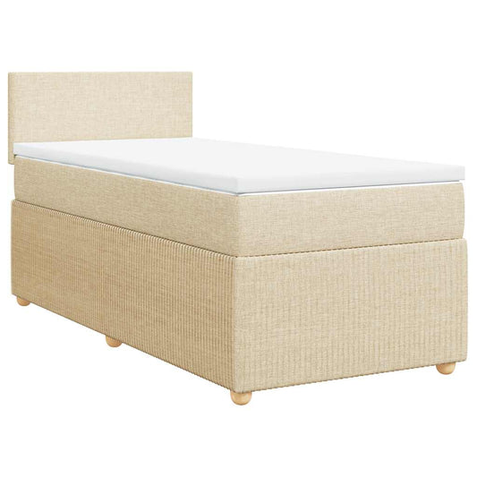 vidaXL Κρεβάτι Boxspring με Στρώμα Κρεμ 90x190 εκ.Υφασμάτινο