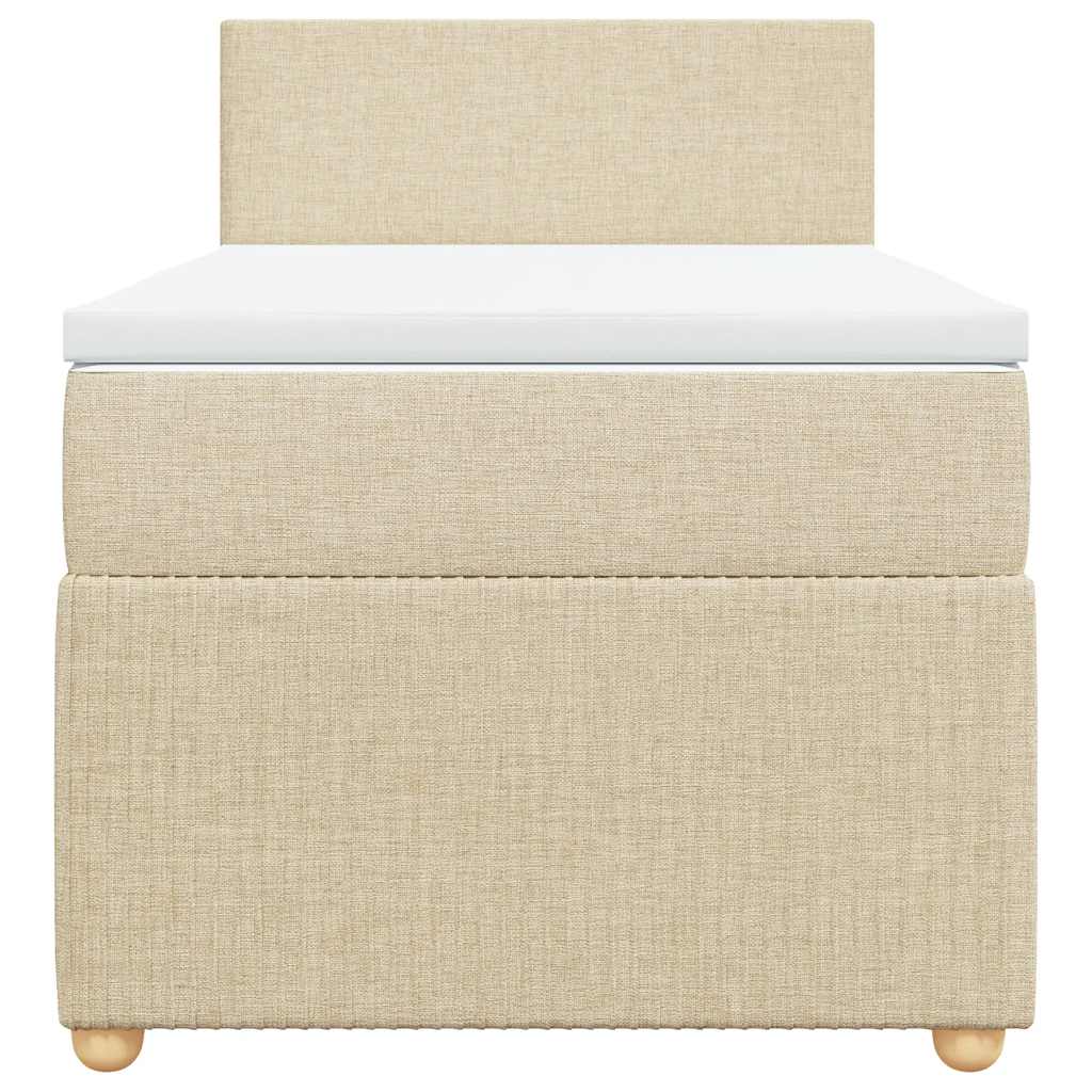 vidaXL Κρεβάτι Boxspring με Στρώμα Κρεμ 90x190 εκ.Υφασμάτινο