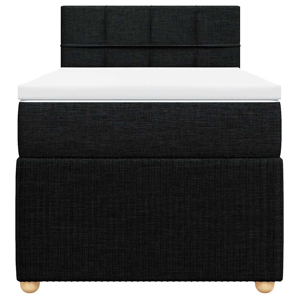 vidaXL Κρεβάτι Boxspring με Στρώμα Μαύρο 90x190 εκ.Υφασμάτινο