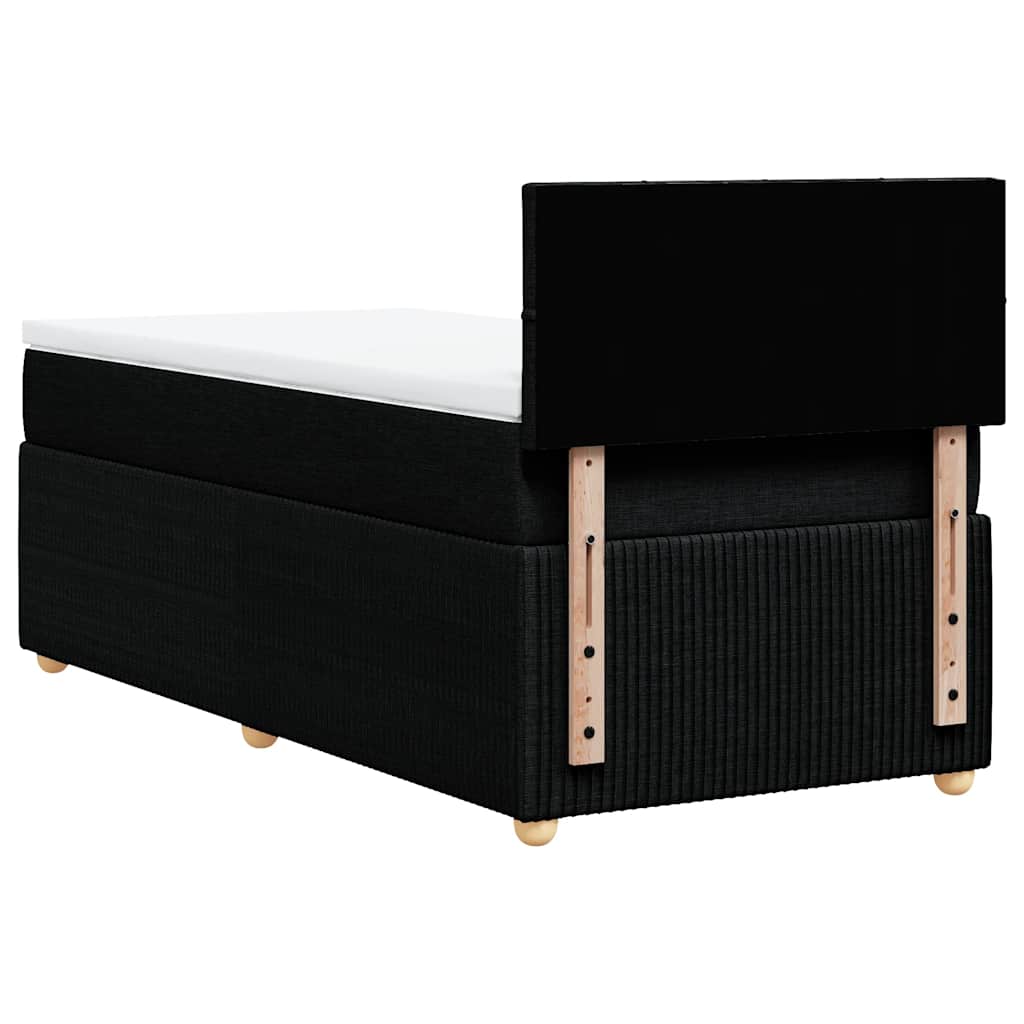 vidaXL Κρεβάτι Boxspring με Στρώμα Μαύρο 90x190 εκ.Υφασμάτινο