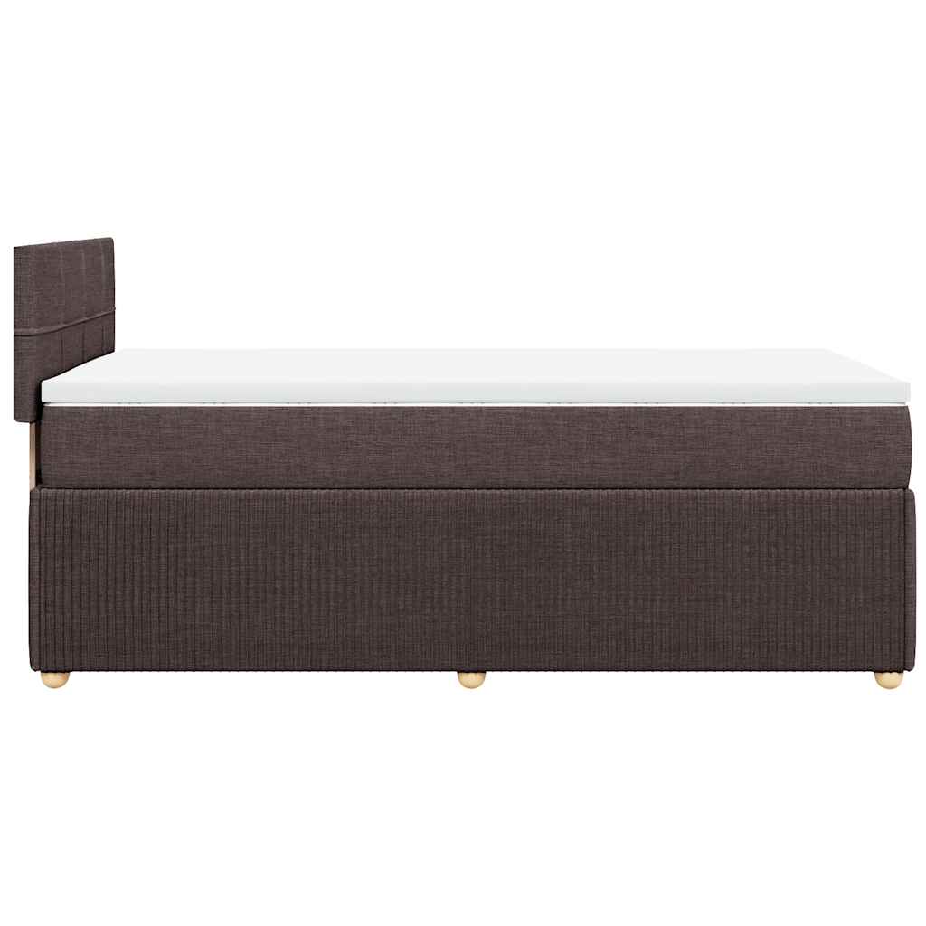 vidaXL Κρεβάτι Boxspring με Στρώμα Σκούρο Καφέ 90x190 εκ. Υφασμάτινο