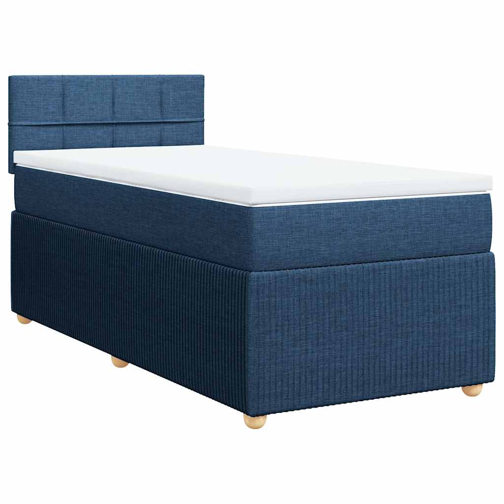 vidaXL Κρεβάτι Boxspring με Στρώμα Μπλε 90x190 εκ.Υφασμάτινο