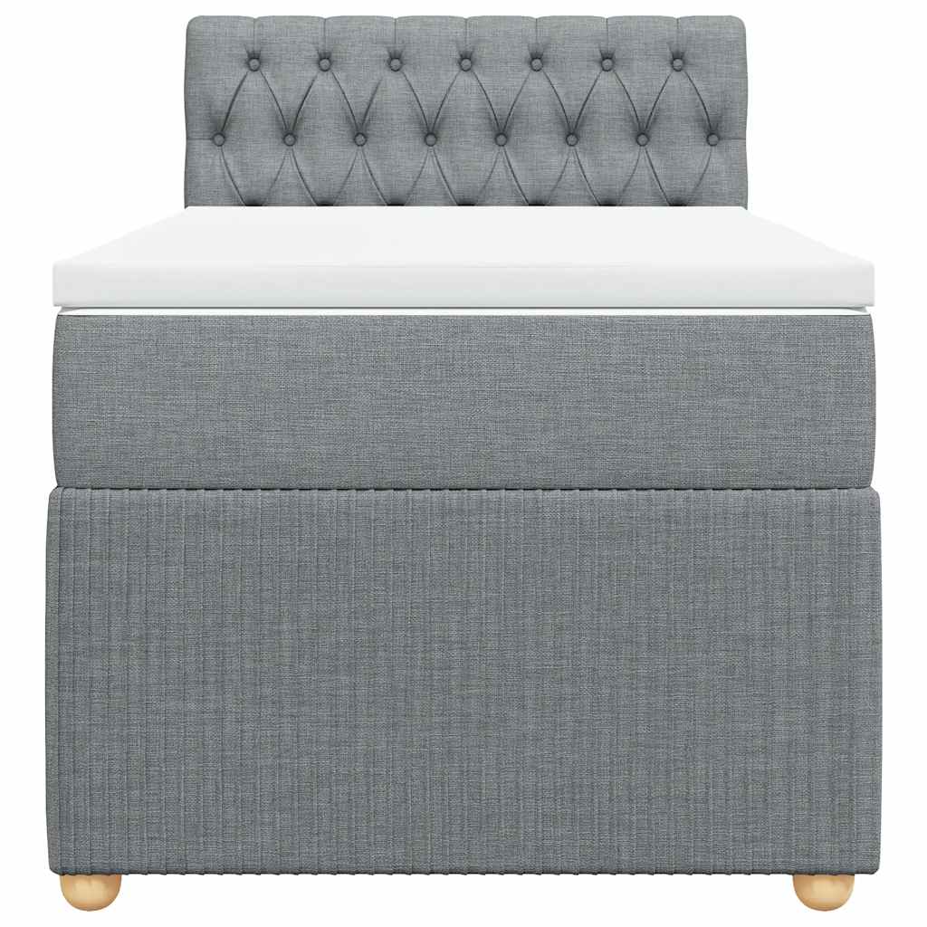 vidaXL Κρεβάτι Boxspring με Στρώμα Ανοιχτό Γκρι 90x190 εκ. Υφασμάτινο