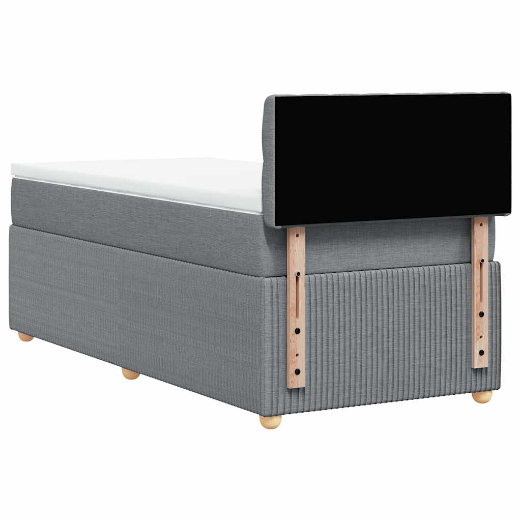 vidaXL Κρεβάτι Boxspring με Στρώμα Ανοιχτό Γκρι 90x190 εκ. Υφασμάτινο