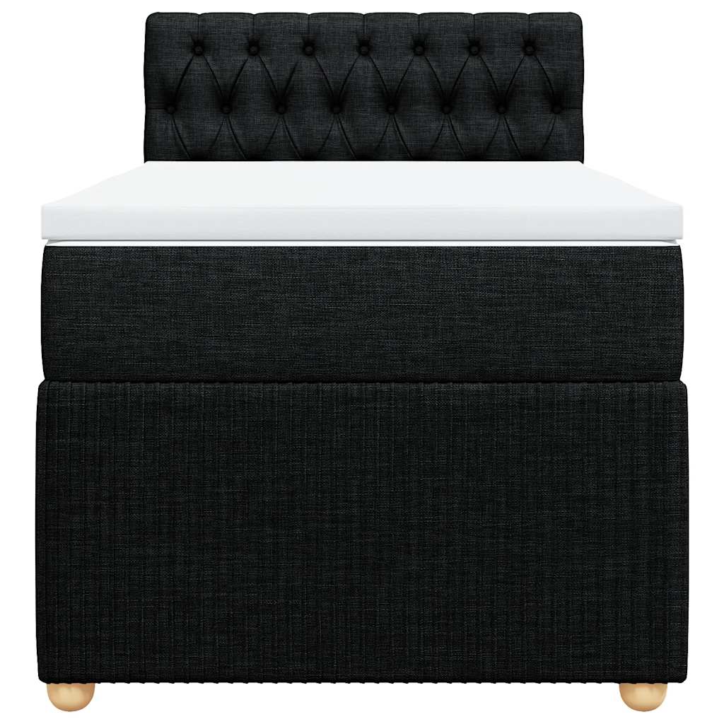 vidaXL Κρεβάτι Boxspring με Στρώμα Μαύρο 90x190 εκ.Υφασμάτινο
