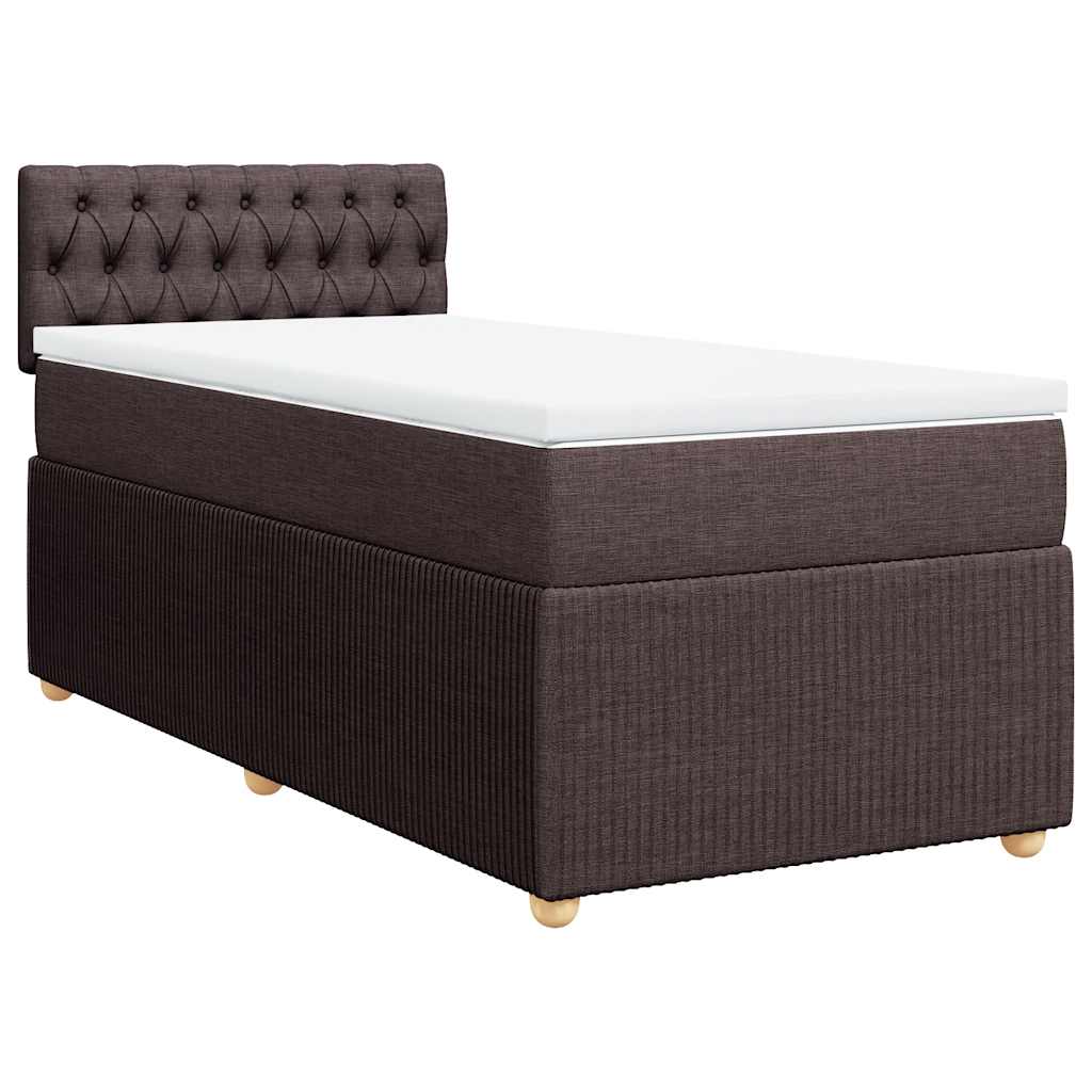 vidaXL Κρεβάτι Boxspring με Στρώμα Σκούρο Καφέ 90x190 εκ. Υφασμάτινο