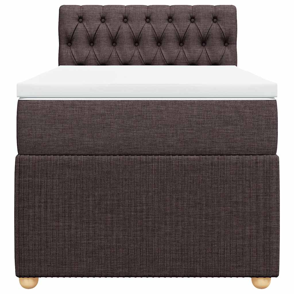 vidaXL Κρεβάτι Boxspring με Στρώμα Σκούρο Καφέ 90x190 εκ. Υφασμάτινο