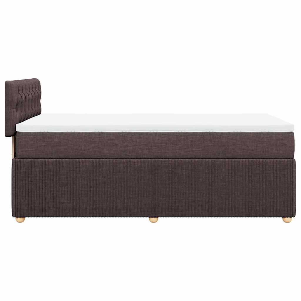 vidaXL Κρεβάτι Boxspring με Στρώμα Σκούρο Καφέ 90x190 εκ. Υφασμάτινο
