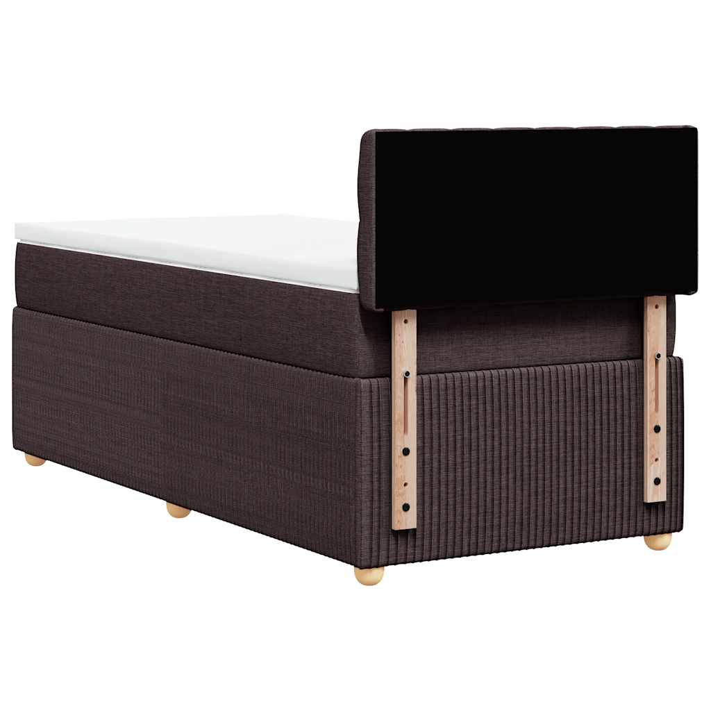 vidaXL Κρεβάτι Boxspring με Στρώμα Σκούρο Καφέ 90x190 εκ. Υφασμάτινο