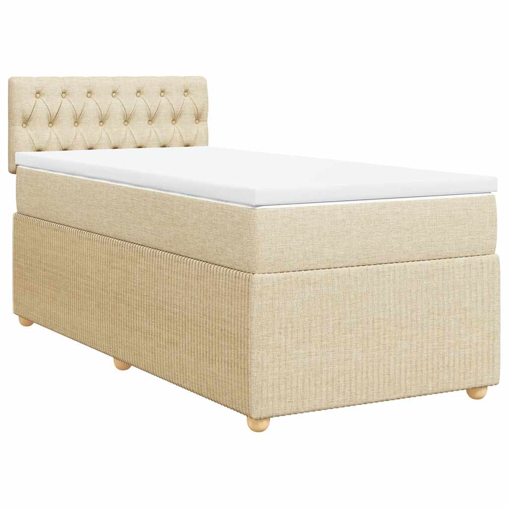 vidaXL Κρεβάτι Boxspring με Στρώμα Κρεμ 90x190 εκ.Υφασμάτινο