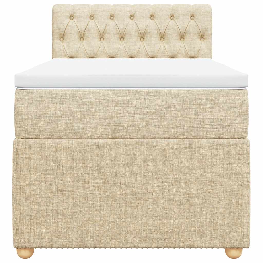 vidaXL Κρεβάτι Boxspring με Στρώμα Κρεμ 90x190 εκ.Υφασμάτινο