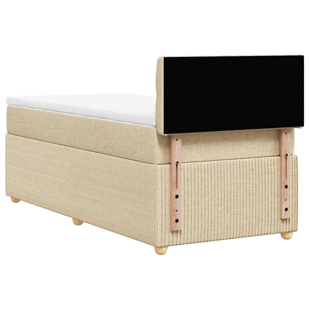 vidaXL Κρεβάτι Boxspring με Στρώμα Κρεμ 90x190 εκ.Υφασμάτινο