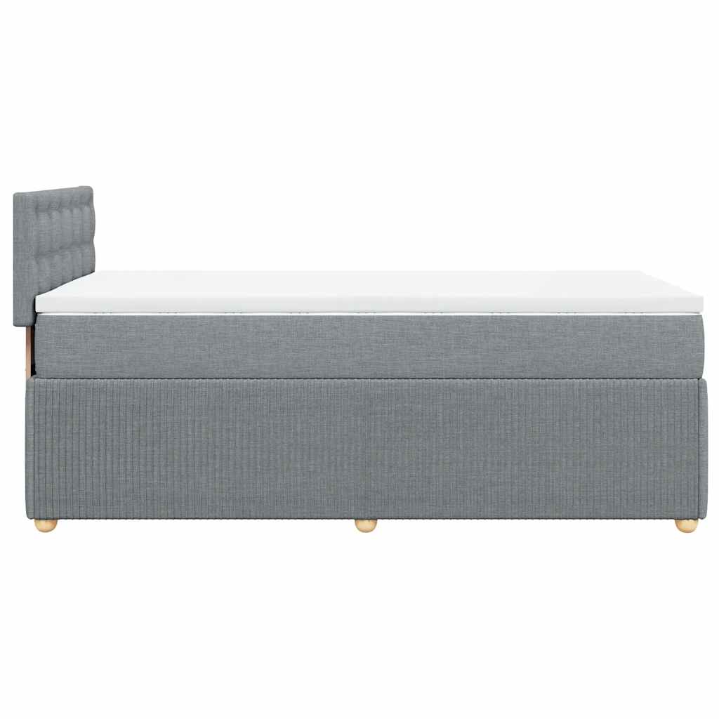 vidaXL Κρεβάτι Boxspring με Στρώμα Ανοιχτό Γκρι 90x190 εκ. Υφασμάτινο
