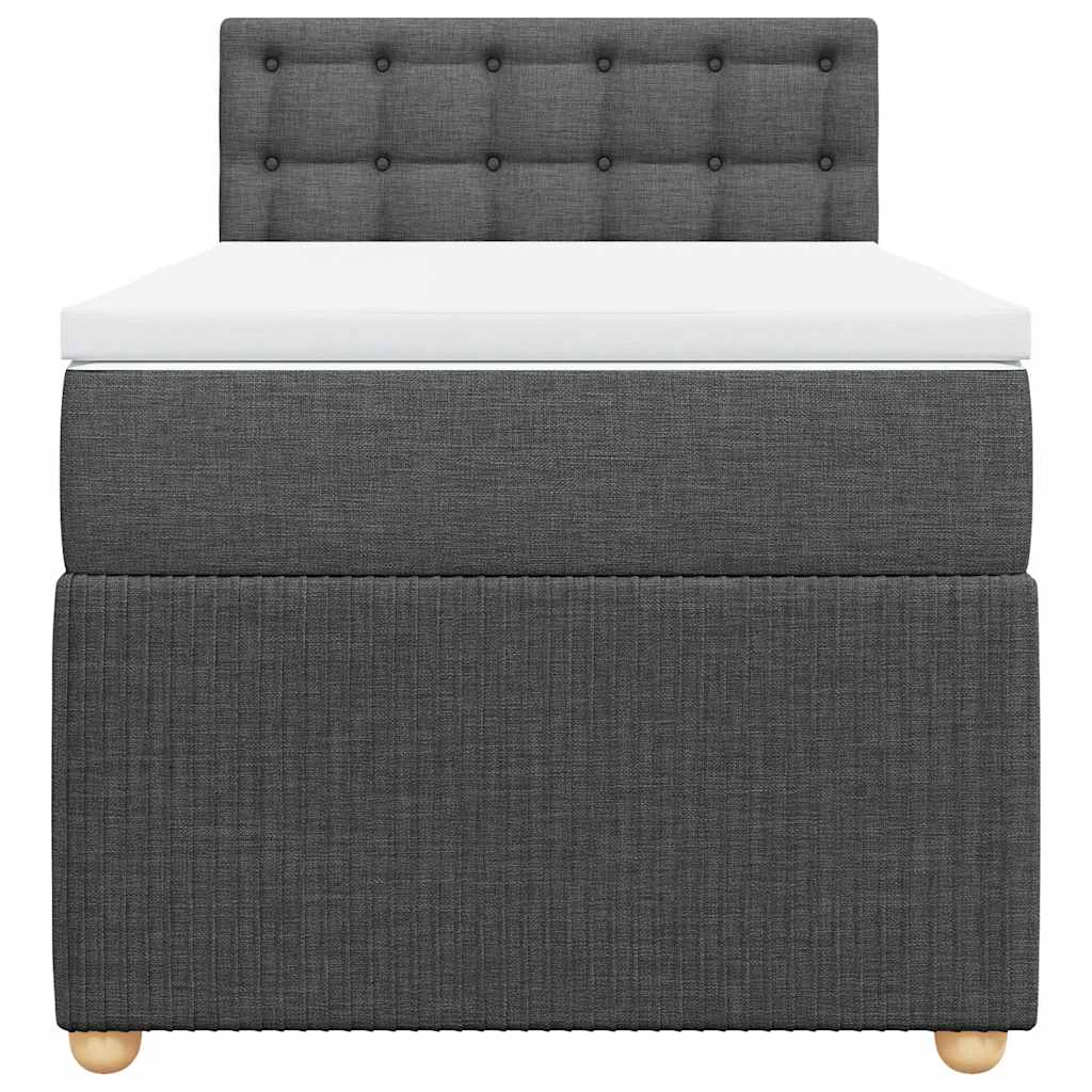 vidaXL Κρεβάτι Boxspring με Στρώμα Σκούρο Γκρι 90x190 εκ. Υφασμάτινο