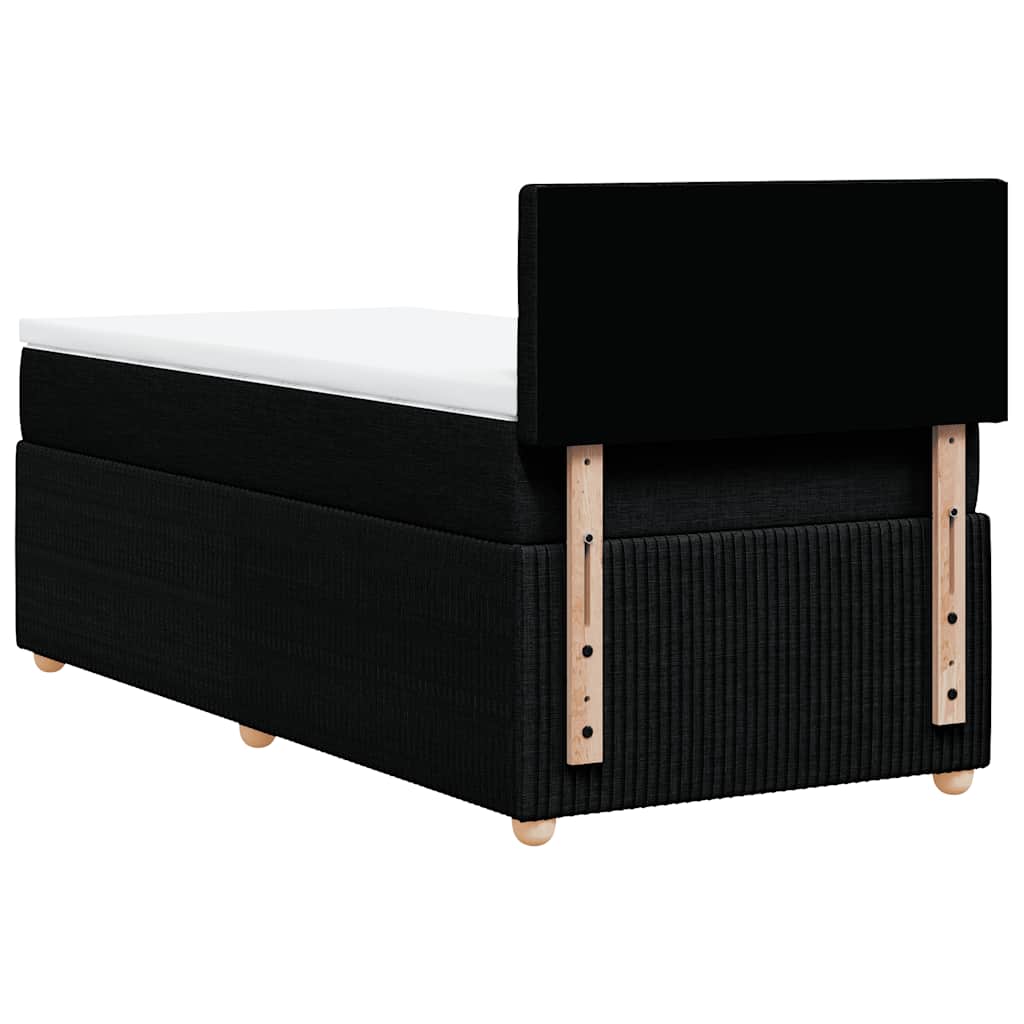vidaXL Κρεβάτι Boxspring με Στρώμα Μαύρο 90x190 εκ.Υφασμάτινο