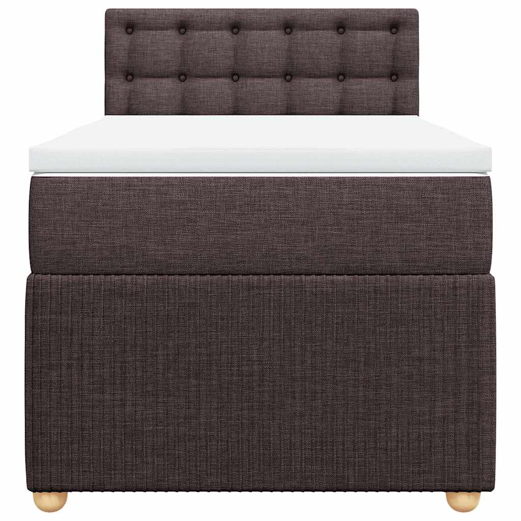vidaXL Κρεβάτι Boxspring με Στρώμα Σκούρο Καφέ 90x190 εκ. Υφασμάτινο