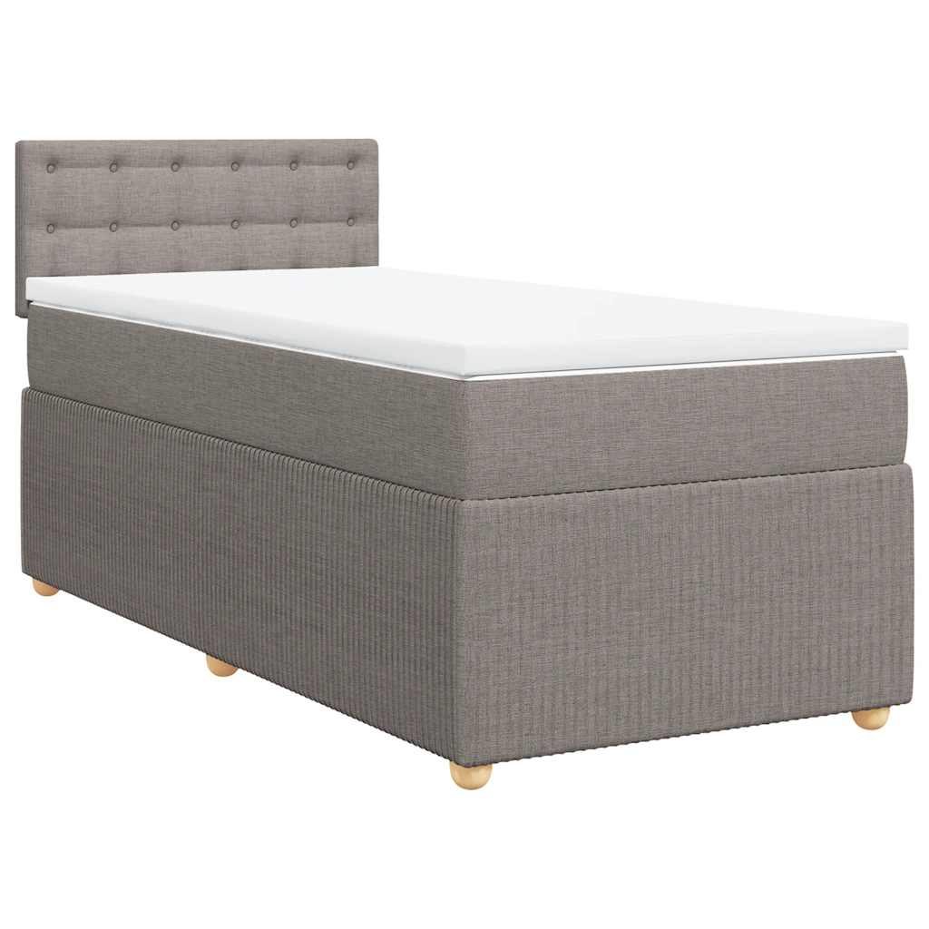 vidaXL Κρεβάτι Boxspring με Στρώμα Taupe 90x190 εκ.Υφασμάτινο