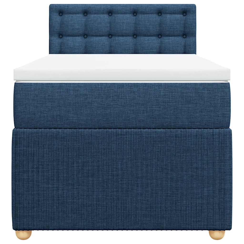 vidaXL Κρεβάτι Boxspring με Στρώμα Μπλε 90x190 εκ.Υφασμάτινο