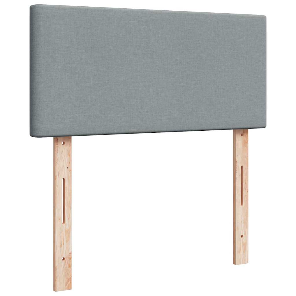 vidaXL Κρεβάτι Boxspring με Στρώμα Ανοιχτό Γκρι 90x200 εκ. Υφασμάτινο