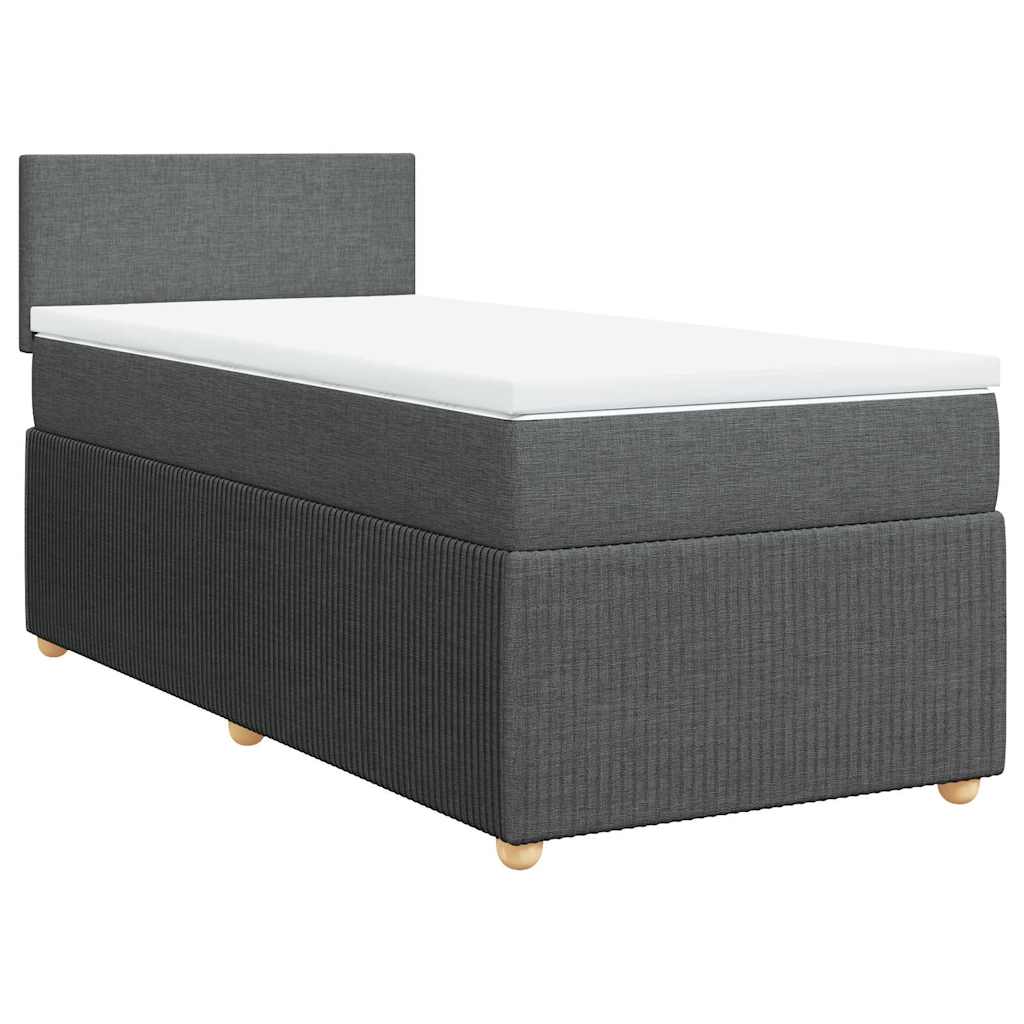 vidaXL Κρεβάτι Boxspring με Στρώμα Σκούρο Γκρι 90x200 εκ. Υφασμάτινο