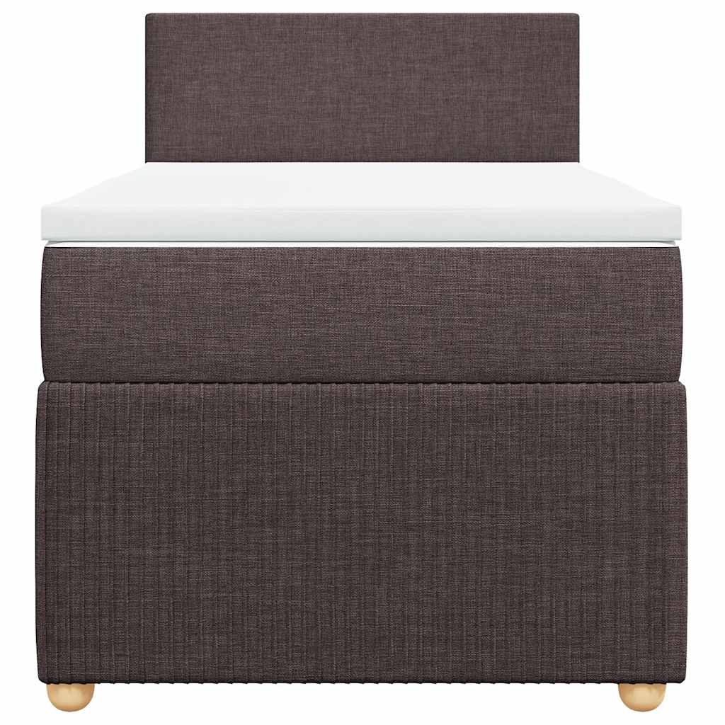 vidaXL Κρεβάτι Boxspring με Στρώμα Σκούρο Καφέ 90x200 εκ. Υφασμάτινο