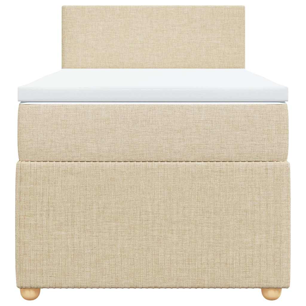 vidaXL Κρεβάτι Boxspring με Στρώμα Κρεμ 90x200 εκ.Υφασμάτινο