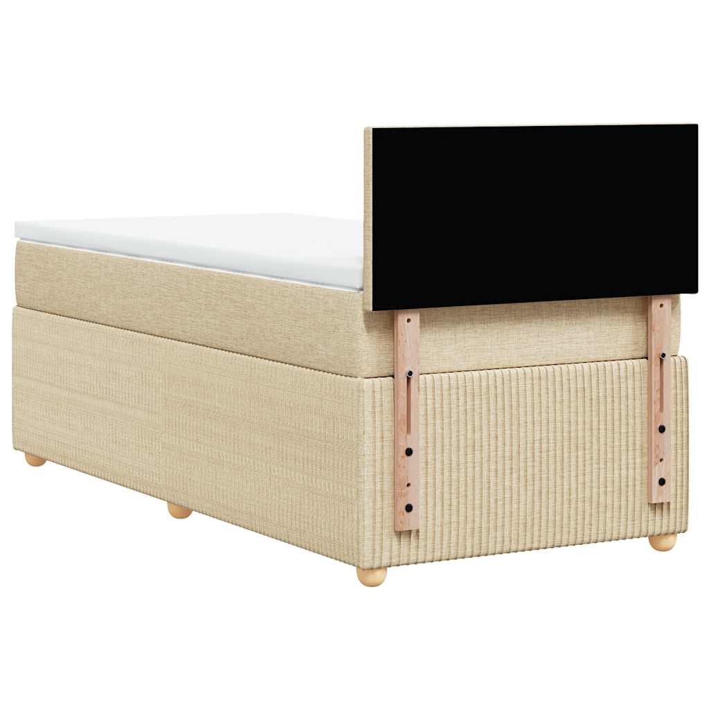 vidaXL Κρεβάτι Boxspring με Στρώμα Κρεμ 90x200 εκ.Υφασμάτινο