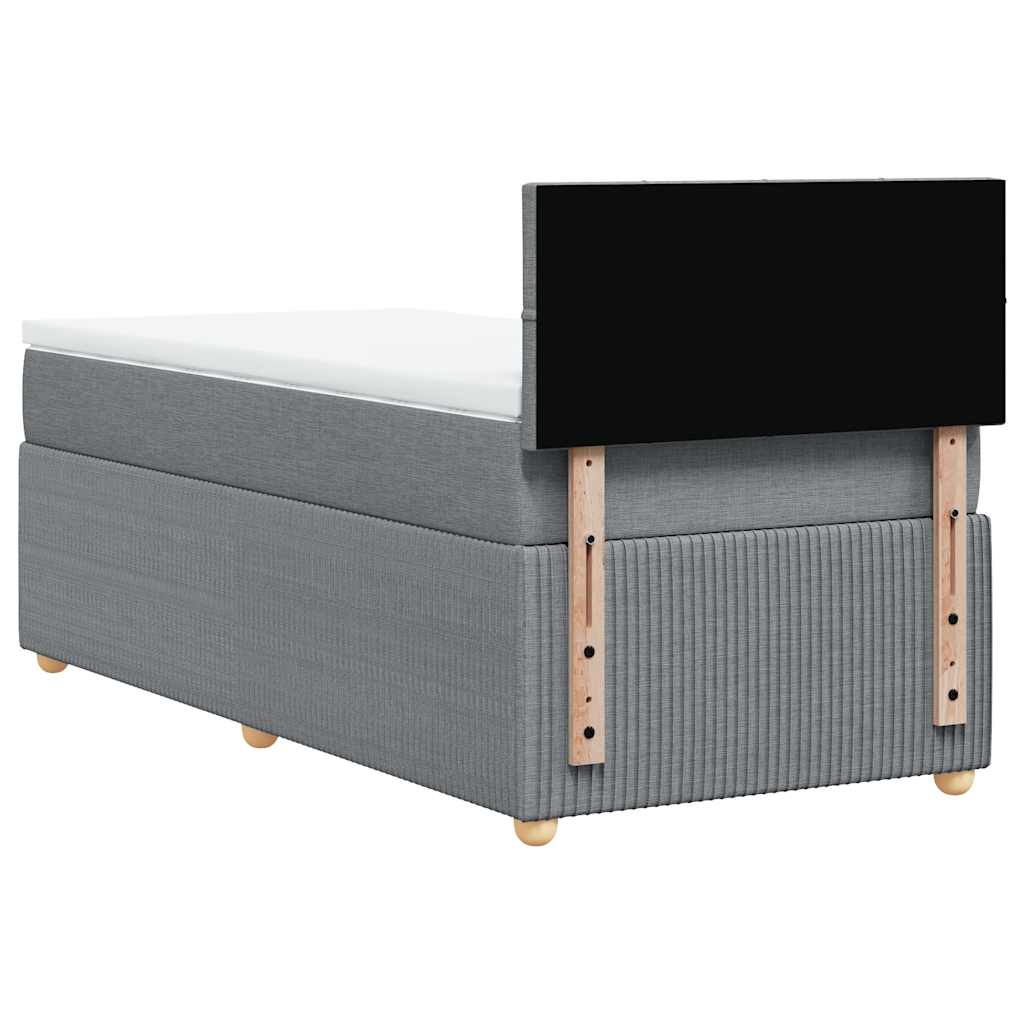 vidaXL Κρεβάτι Boxspring με Στρώμα Ανοιχτό Γκρι 90x200 εκ. Υφασμάτινο