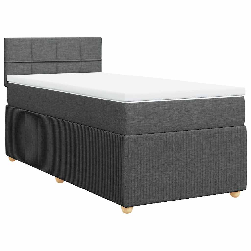 vidaXL Κρεβάτι Boxspring με Στρώμα Σκούρο Γκρι 90x200 εκ. Υφασμάτινο